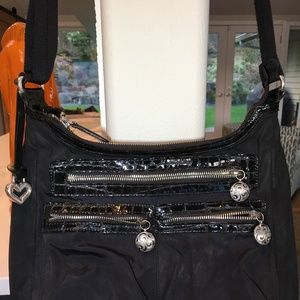 Brighton Black Purse With Zippers